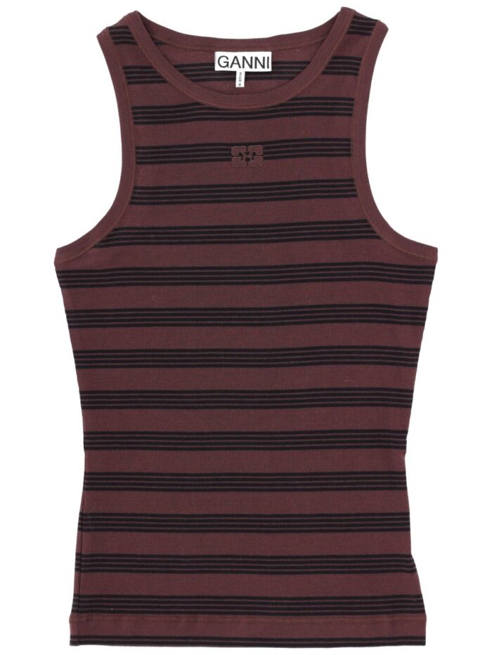 GANNI STRIPED SLEEVELESS TOP