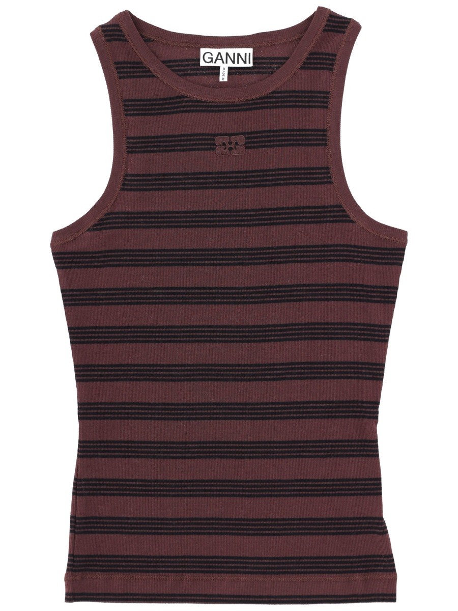GANNI STRIPED SLEEVELESS TOP