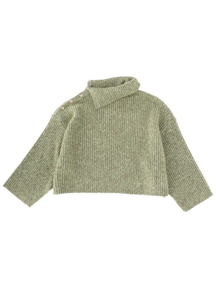 ganni sweater with side button closure GANNI SWEATER WITH SIDE BUTTON CLOSURE