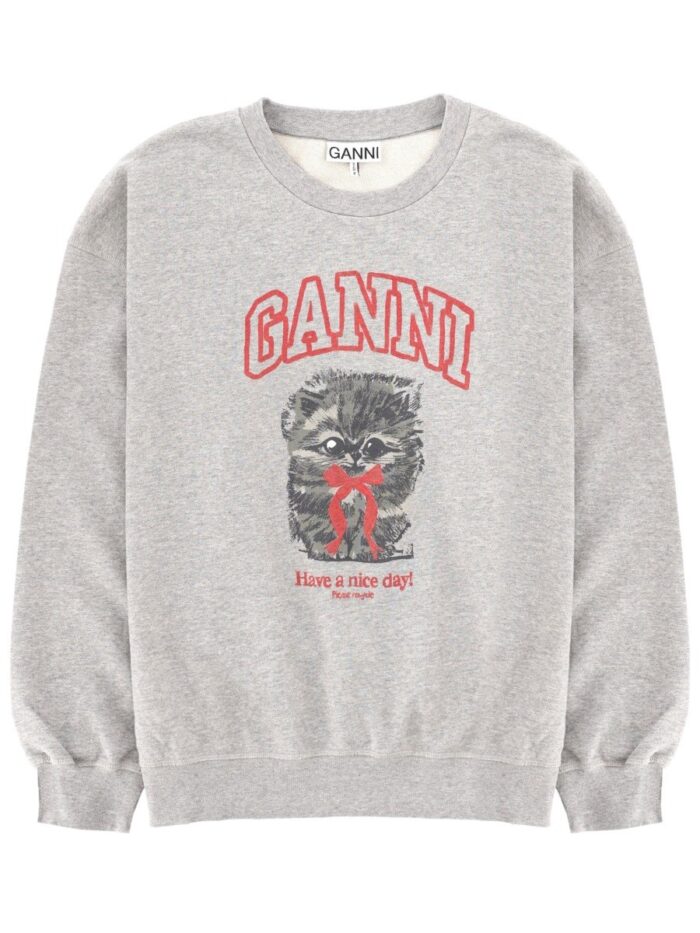 GANNI SWEATSHIRT WITH PRINT