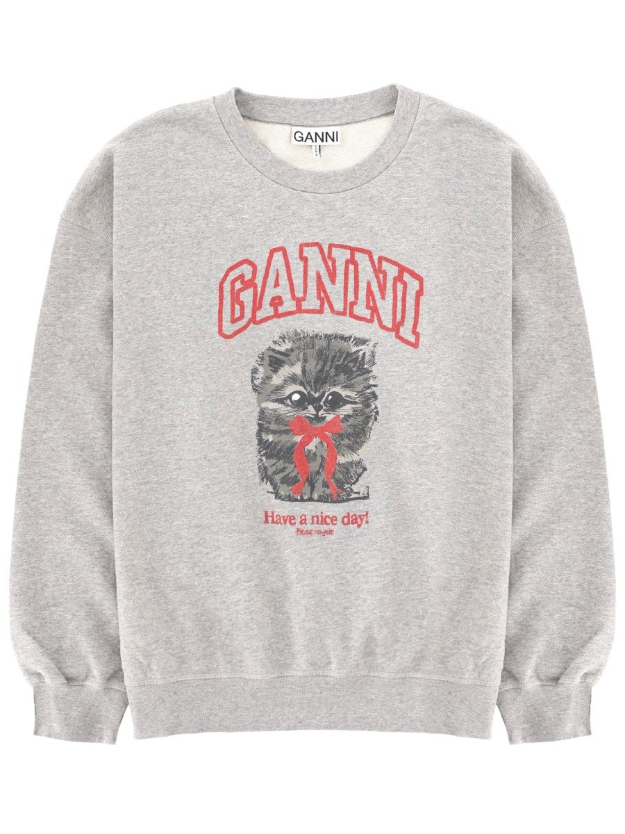 GANNI SWEATSHIRT WITH PRINT