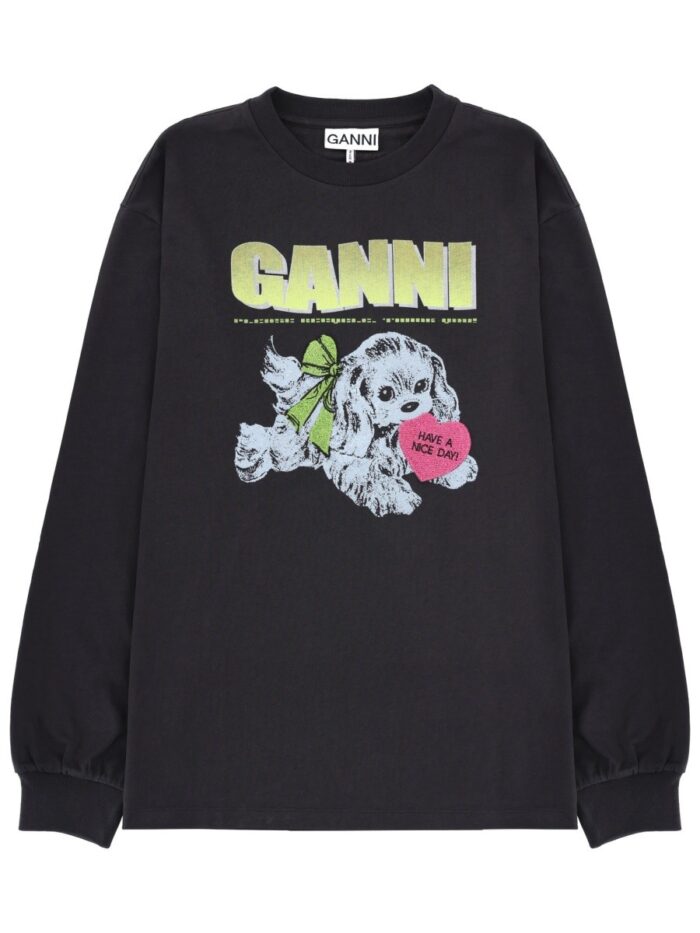 ganni sweatshirt with print GANNI SWEATSHIRT WITH PRINT