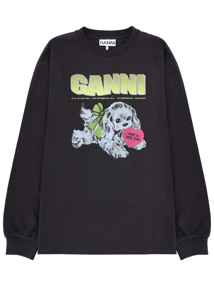 GANNI SWEATSHIRT WITH PRINT