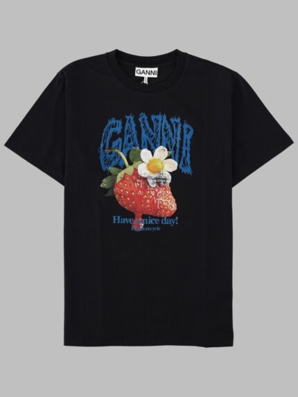 GANNI T-SHIRT CON STAMPA FRAGOLA
