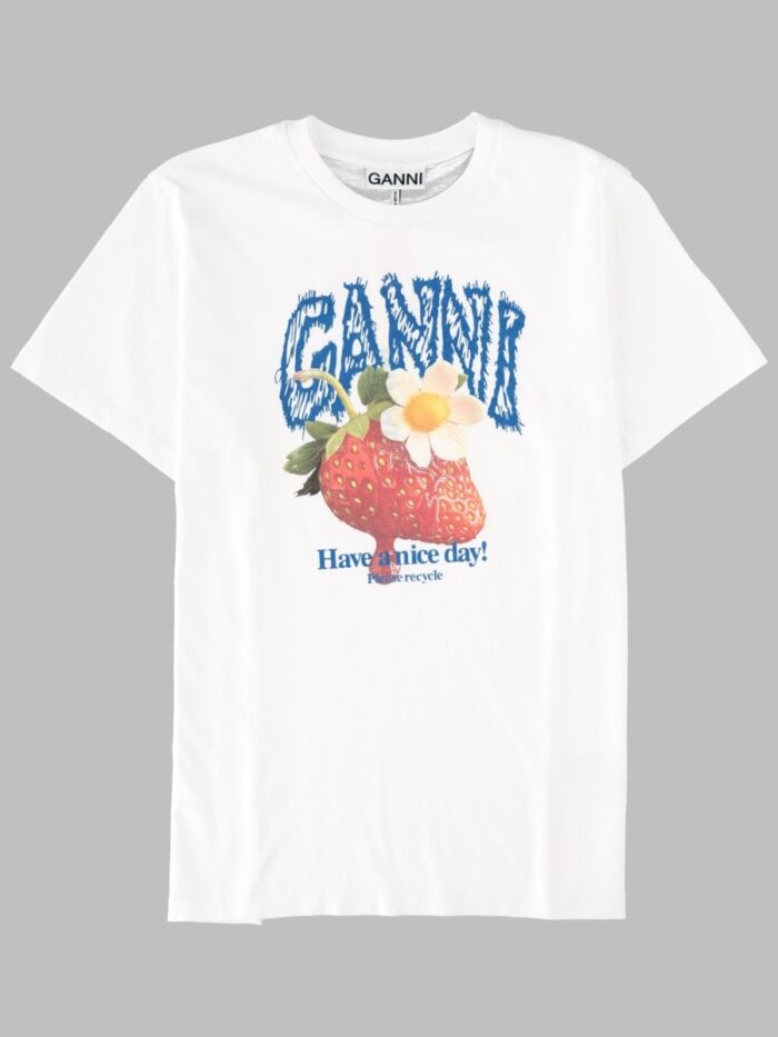 GANNI T-SHIRT CON STAMPA FRAGOLA
