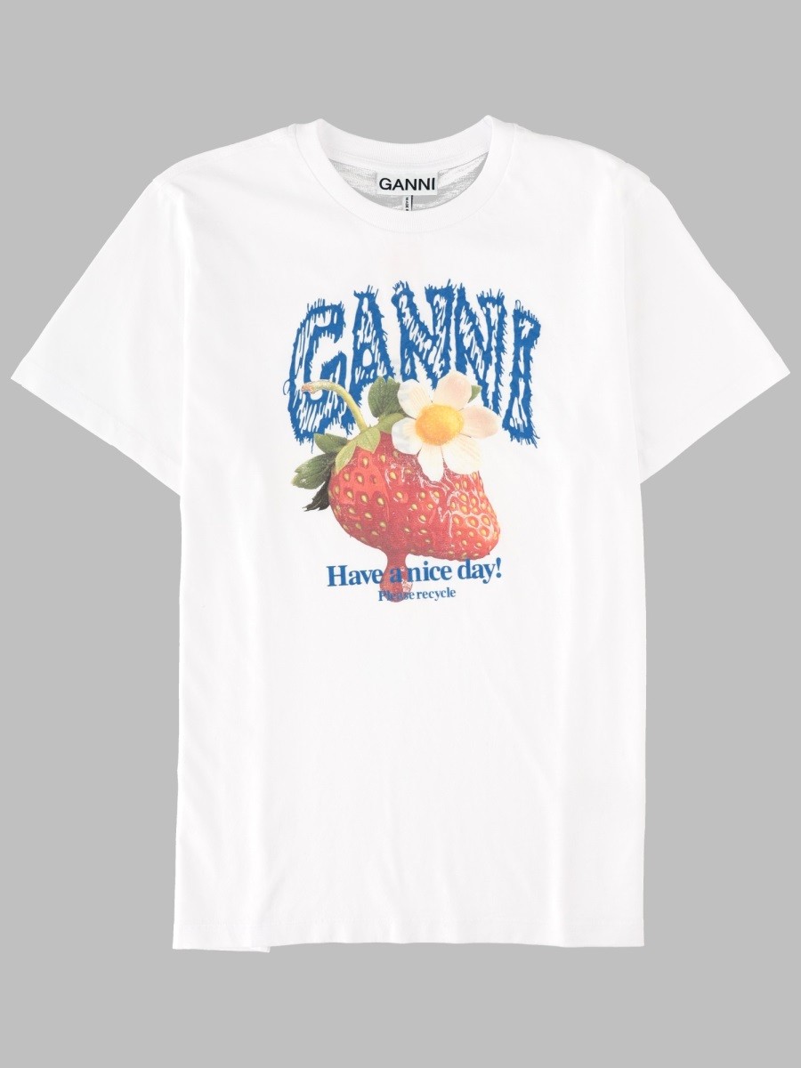 GANNI T-SHIRT CON STAMPA FRAGOLA