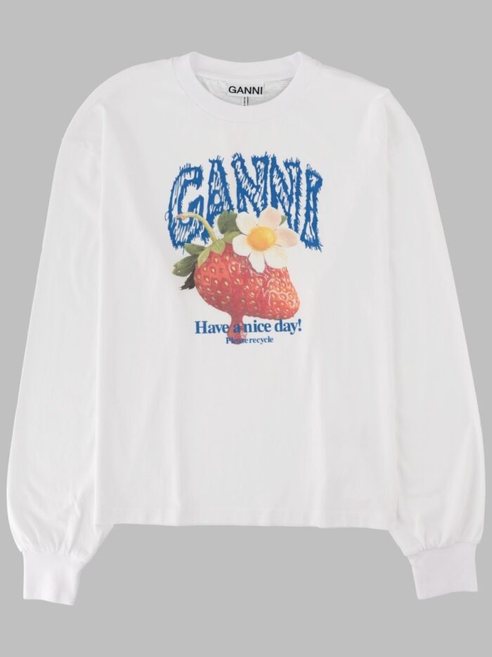 ganni t shirt con stampa "strawberry" GANNI T-SHIRT CON STAMPA "STRAWBERRY"