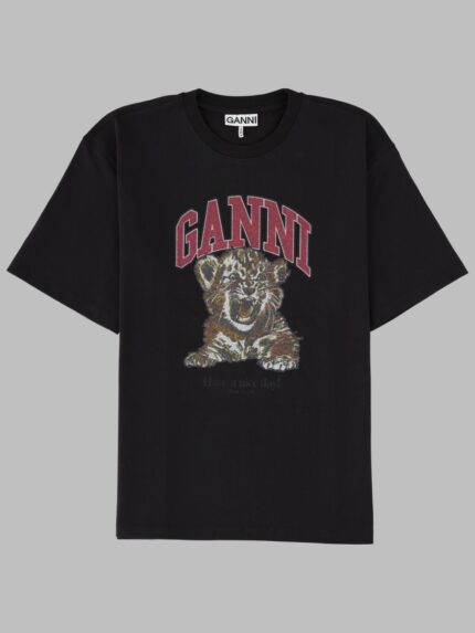 GANNI T-SHIRT CON STAMPA TIGRE