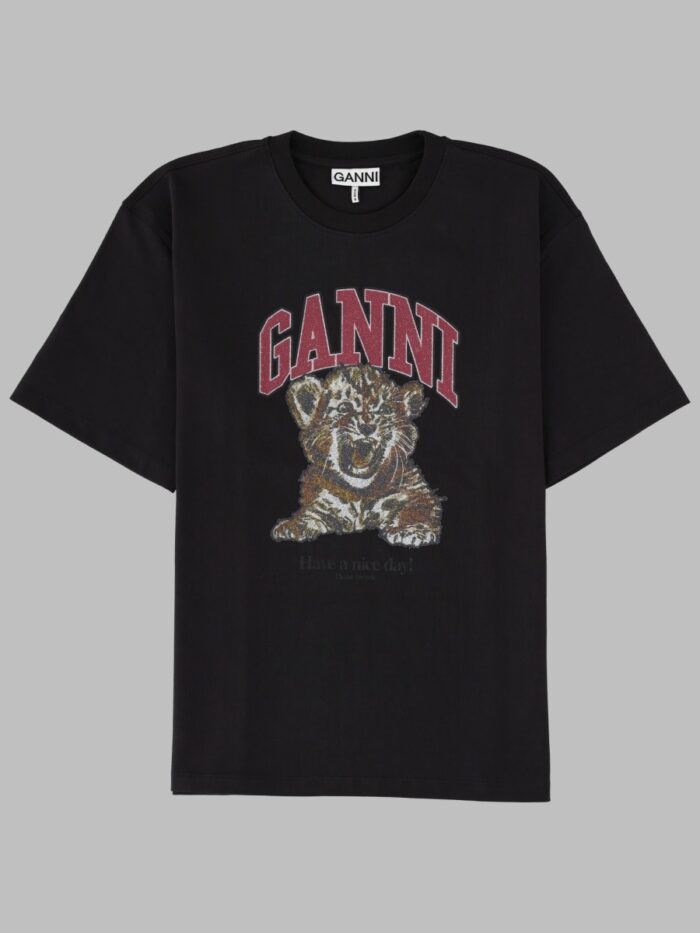 ganni t shirt con stampa tigre GANNI T-SHIRT CON STAMPA TIGRE