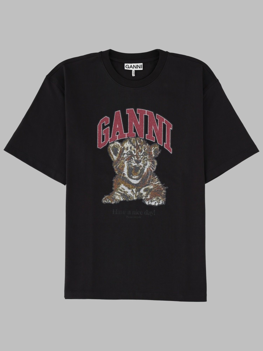 GANNI T-SHIRT CON STAMPA TIGRE