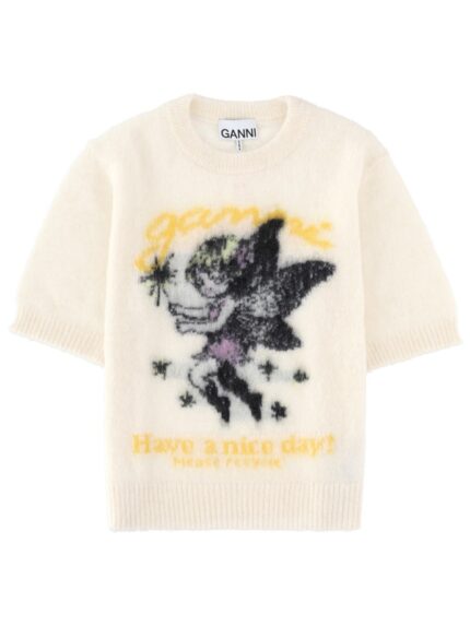 GANNI T-SHIRT IN MAGLIA