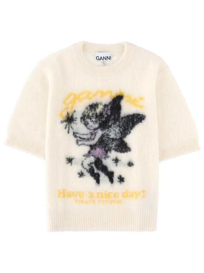 GANNI T-SHIRT IN MAGLIA