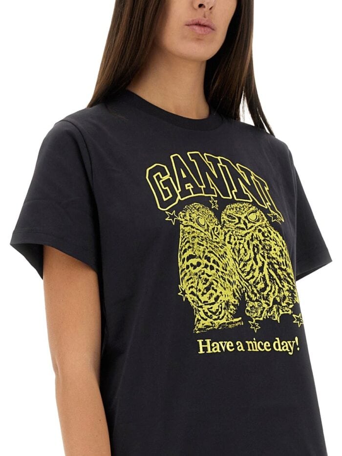 GANNI T-SHIRT "OWLS"