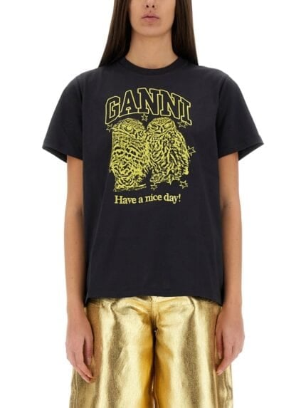GANNI T-SHIRT "OWLS"