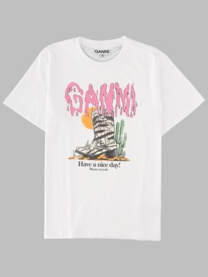 GANNI T-SHIRT "WESTERN ZEBRA BOOT"