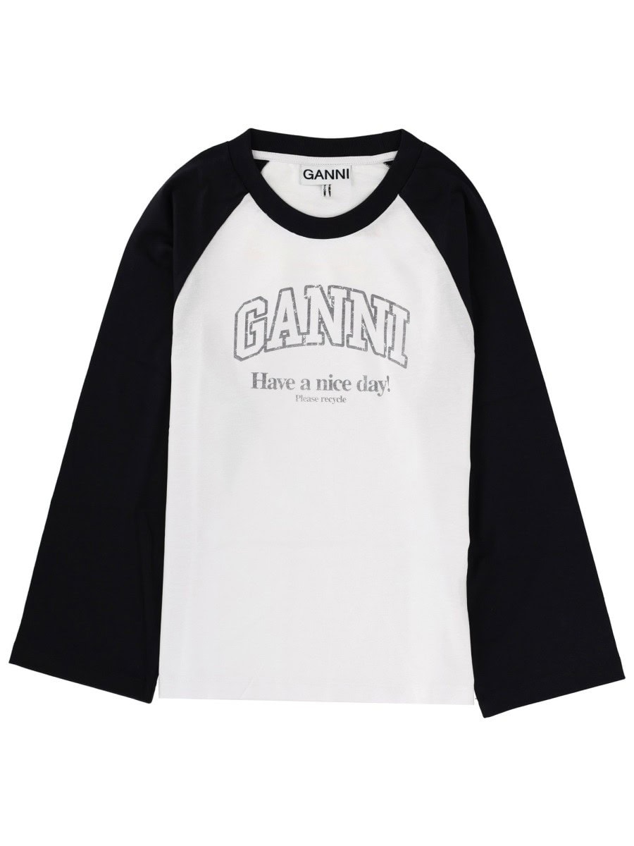 GANNI T-SHIRT WITH LOGO