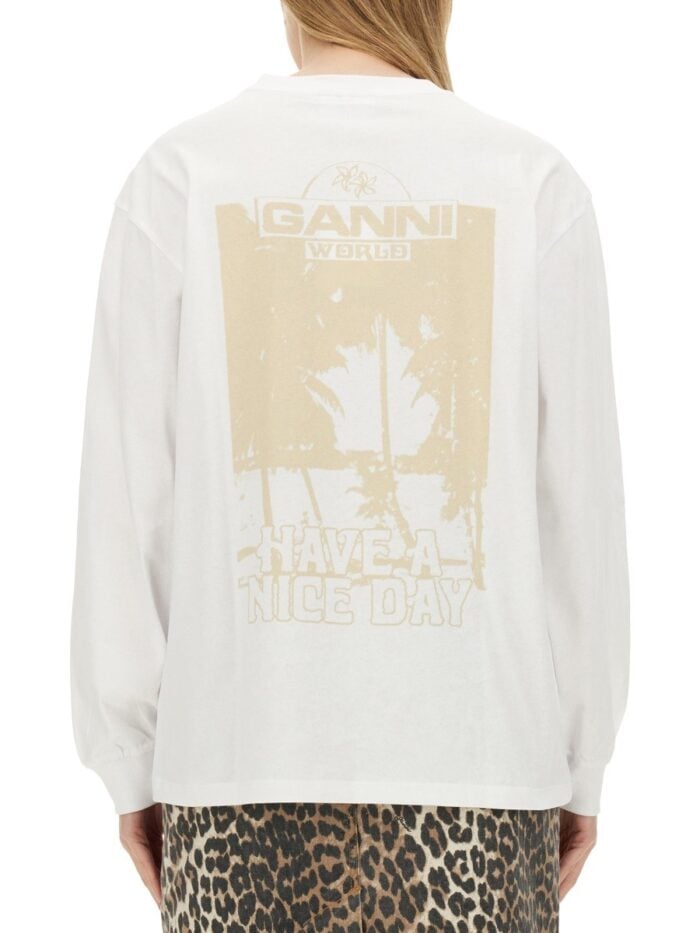 GANNI T-SHIRT WITH LOGO