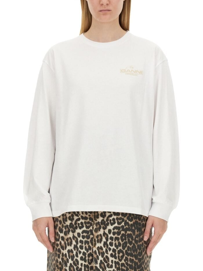 GANNI T-SHIRT WITH LOGO