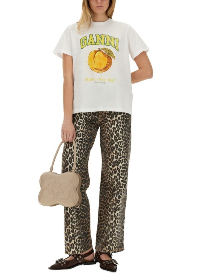 GANNI T-SHIRT WITH PRINT