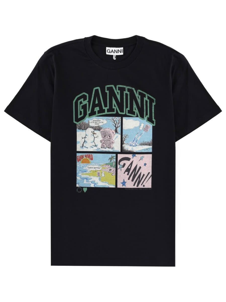 GANNI T-SHIRT WITH PRINT