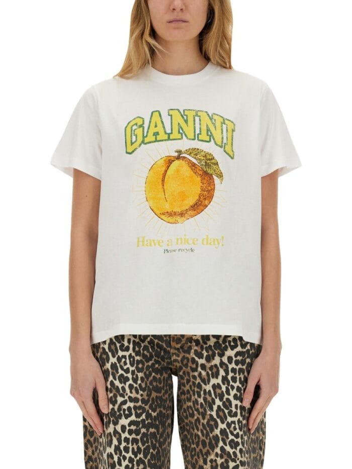 GANNI T-SHIRT WITH PRINT