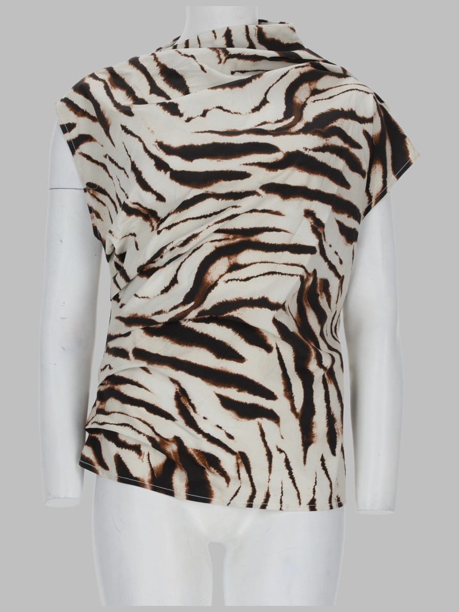 GANNI TOP CON STAMPA ANIMALIER