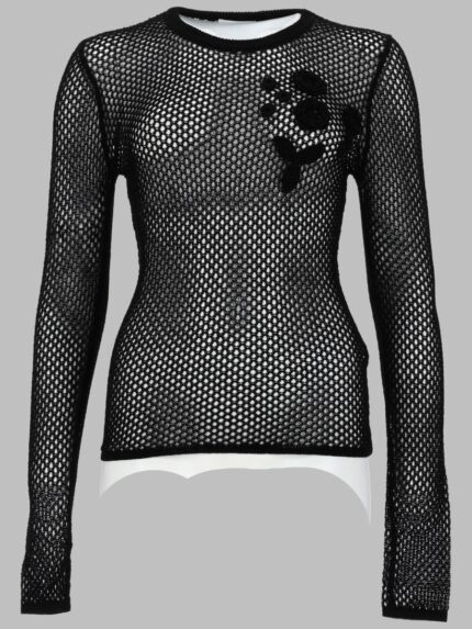 GANNI TOP IN MESH DI COTONE MERCERIZZATO