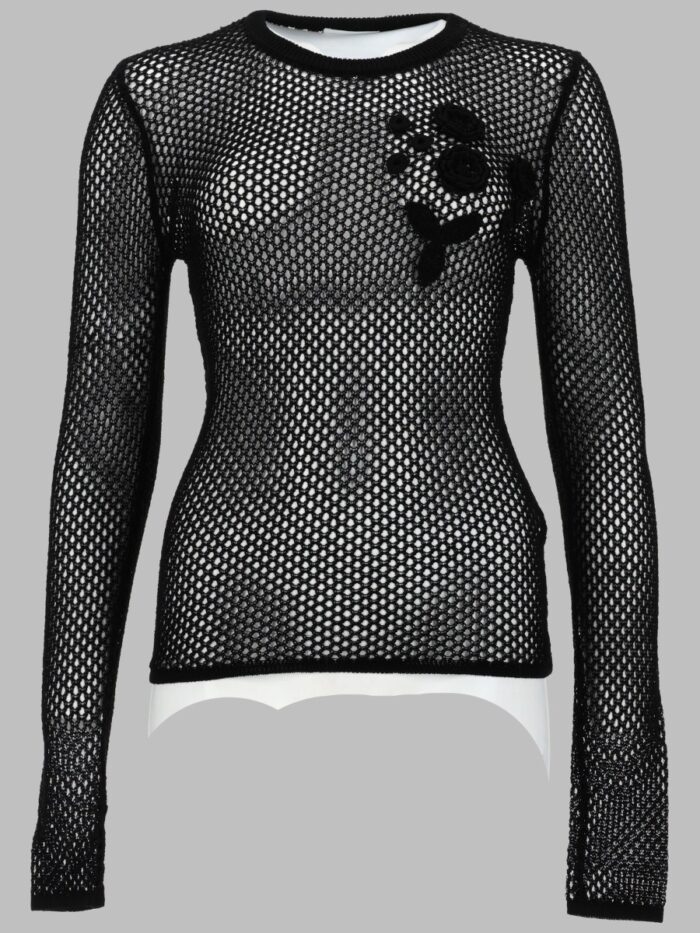 GANNI TOP IN MESH DI COTONE MERCERIZZATO