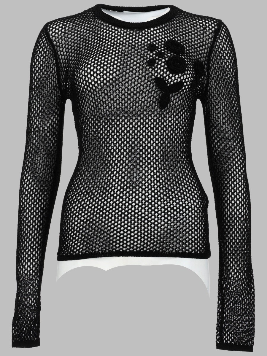 GANNI TOP IN MESH DI COTONE MERCERIZZATO