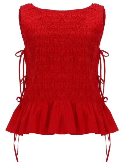 GANNI TOP "SMOCK" CON LACCI