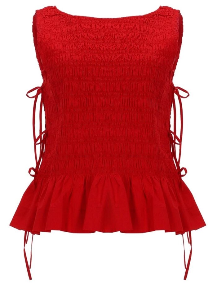 GANNI TOP "SMOCK" CON LACCI