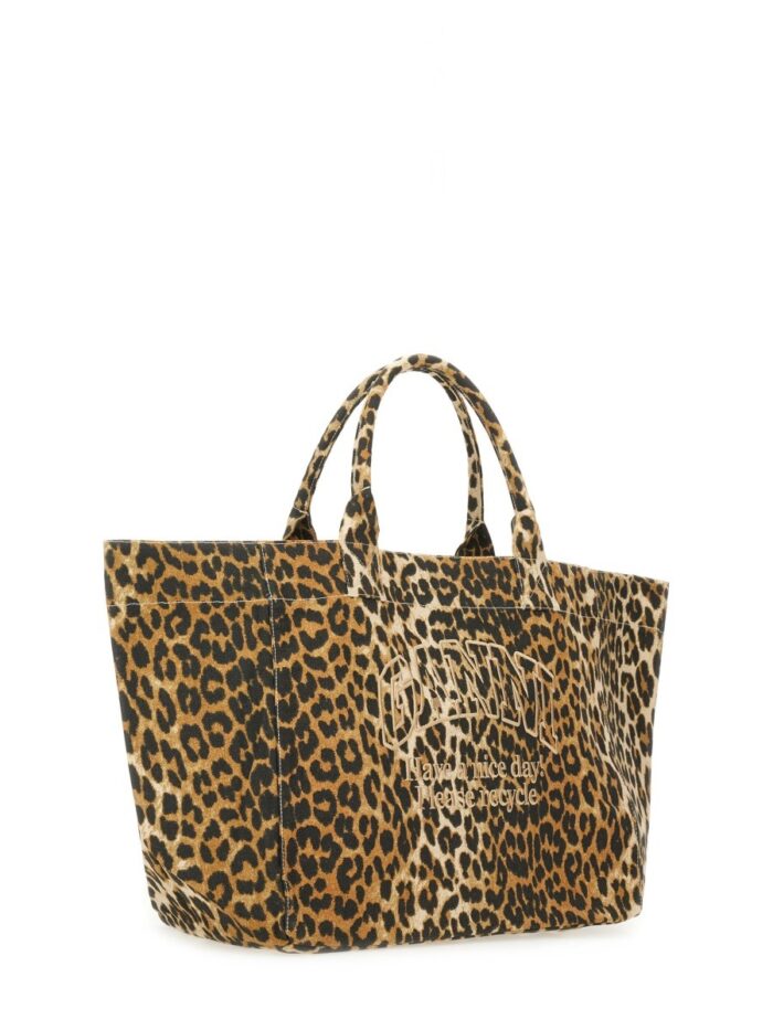 GANNI TOTE BAG WITH ANIMAL PATTERN