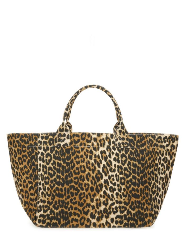 GANNI TOTE BAG WITH ANIMAL PATTERN