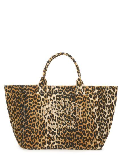 GANNI TOTE BAG WITH ANIMAL PATTERN