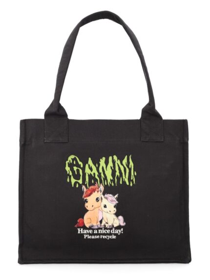 GANNI TOTE BAG WITH PRINT