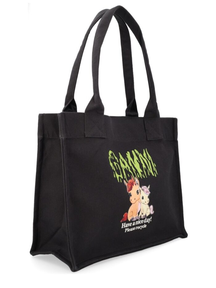 GANNI TOTE BAG WITH PRINT