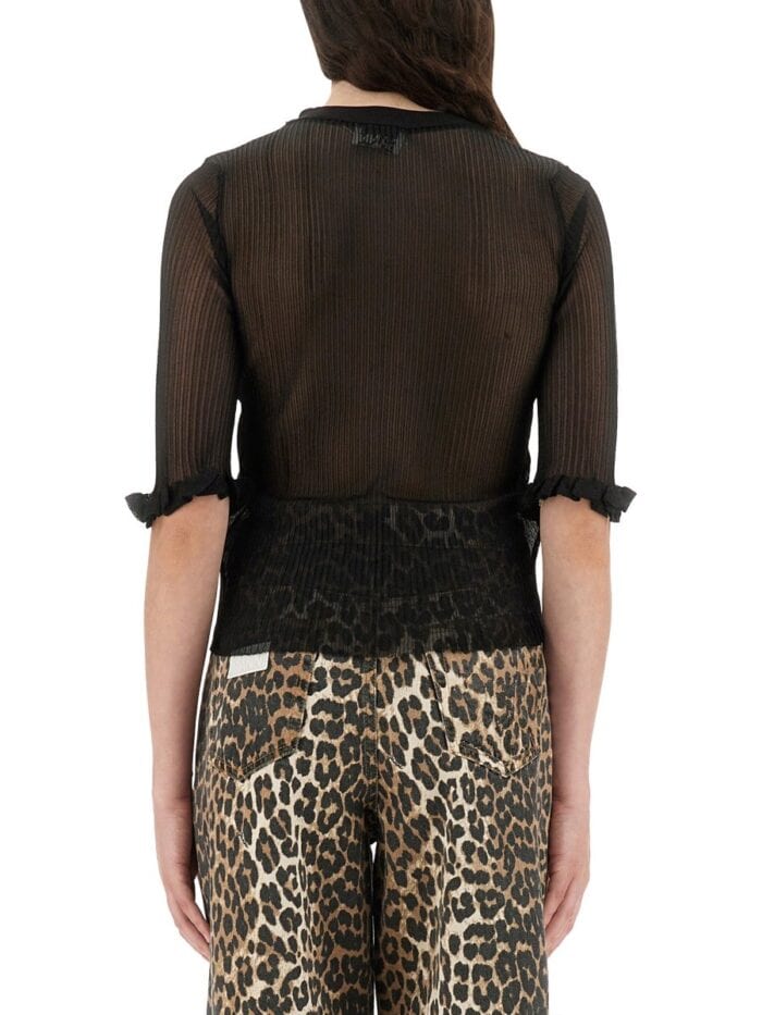 GANNI TRANSPARENT JACQUARD TOP
