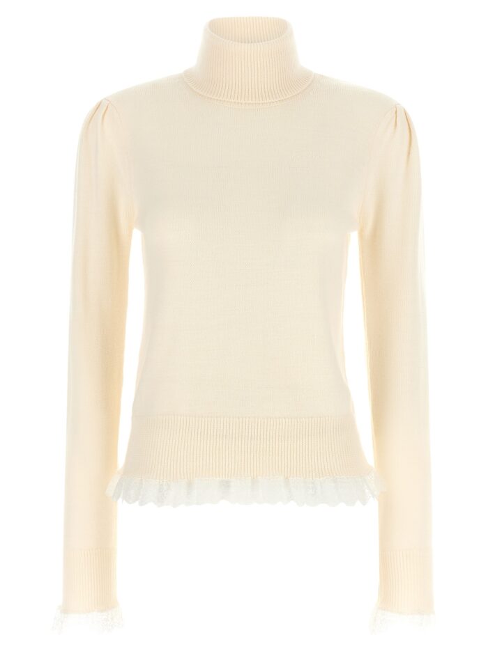ganni turtleneck sweater with lace trim GANNI Turtleneck Sweater With Lace Trim