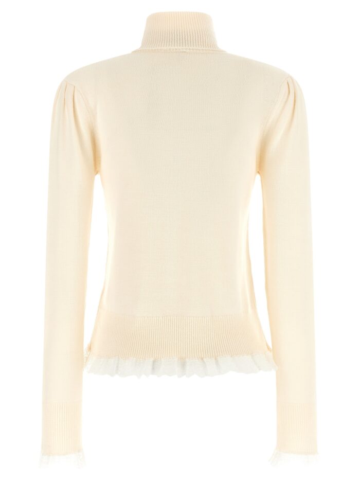 GANNI Turtleneck Sweater With Lace Trim