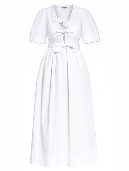 GANNI V-NECK MIDI DRESS