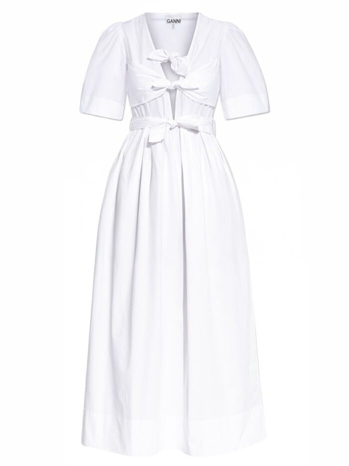 GANNI V-NECK MIDI DRESS