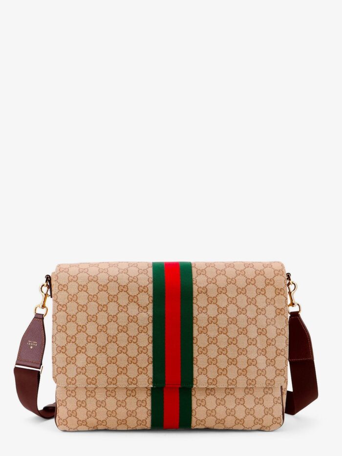 gucci gg canvas crossbody bag with front web detail Gucci GG Canvas Crossbody Bag With Front Web Detail
