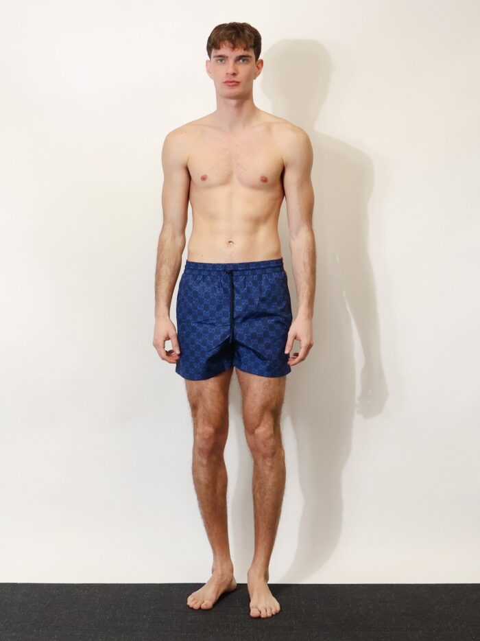 Gucci Nylon Swim Shorts With All-over Gg Motif