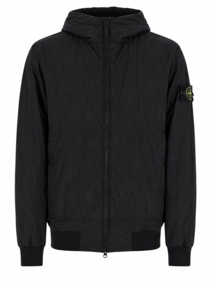 Stone Island GIACCA BOMBER CON PATCH LOGO E CAPPUCCIO