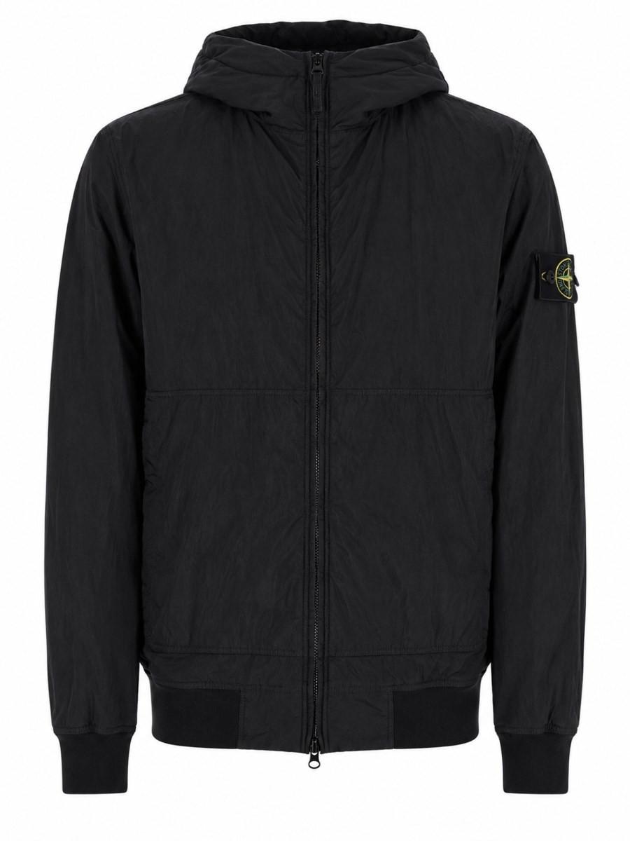 Stone Island GIACCA BOMBER CON PATCH LOGO E CAPPUCCIO