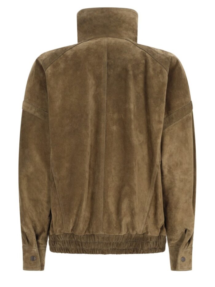 Saint Laurent Giacca Bomber Doppiopetto In Suede