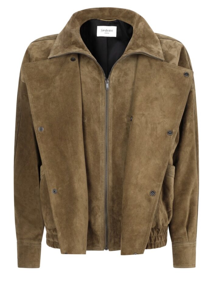 Saint Laurent Giacca Bomber Doppiopetto In Suede