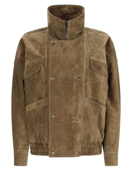 Saint Laurent Giacca Bomber Doppiopetto In Suede