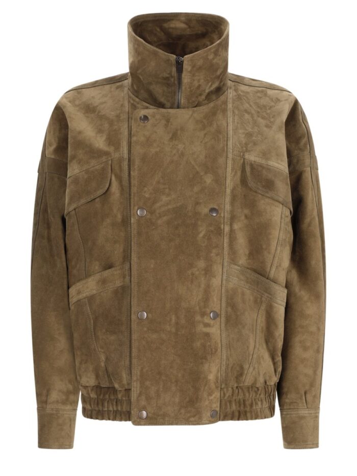 saint laurent giacca bomber doppiopetto in suede Saint Laurent Giacca Bomber Doppiopetto In Suede
