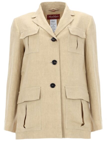 Max Mara GIACCA CON COULISSE IN LINO DÉLAVÉ